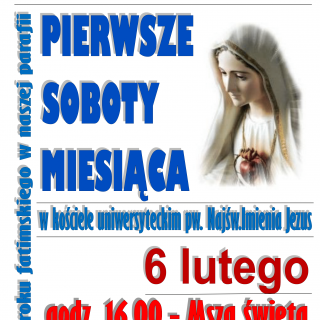 Plakat pierwszych sobót miesiąca na luty 2020.