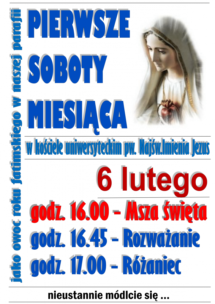 Plakat pierwszych sobót miesiąca na luty 2020.