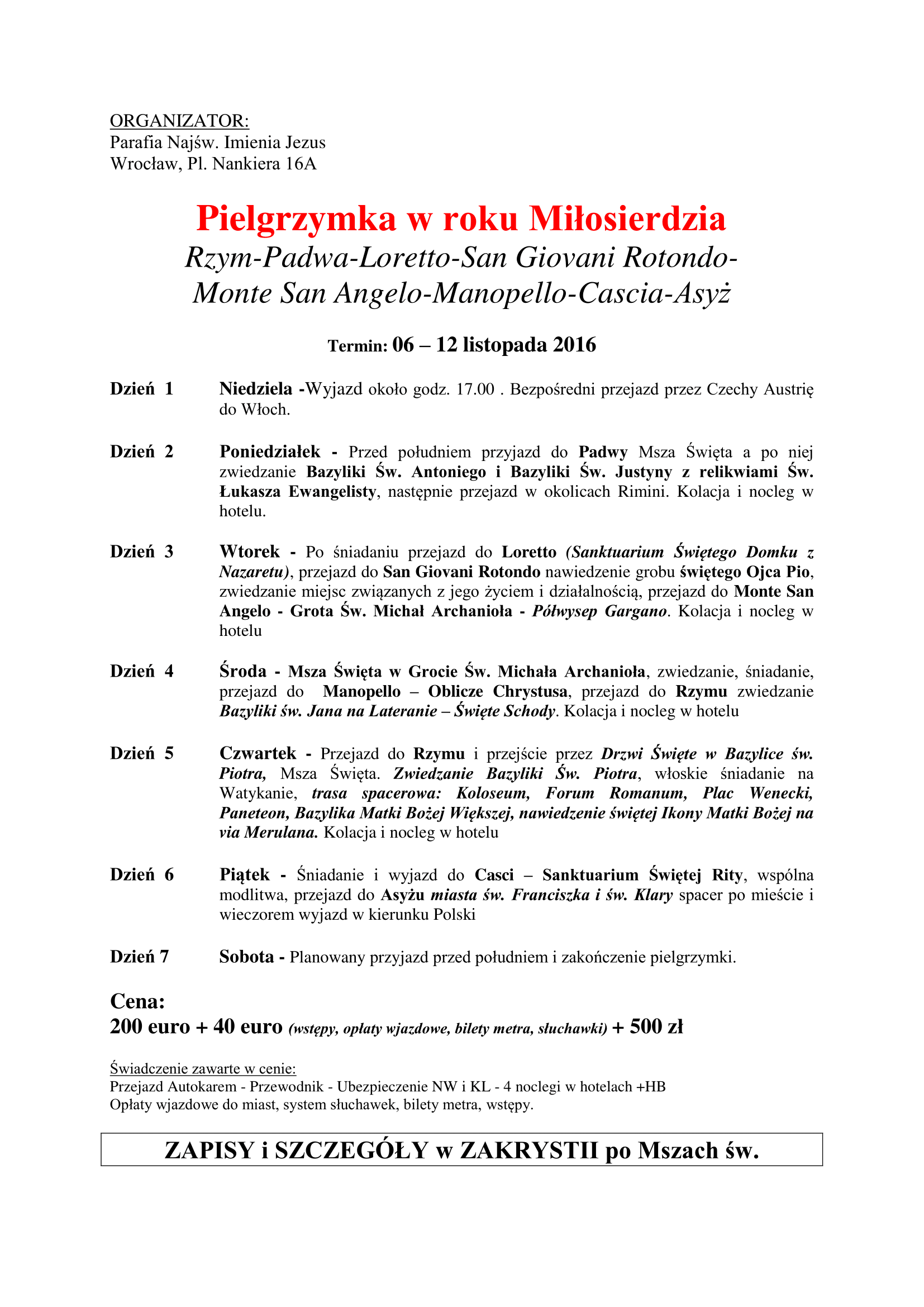 Pielgrzymka w roku Miłosierdzia