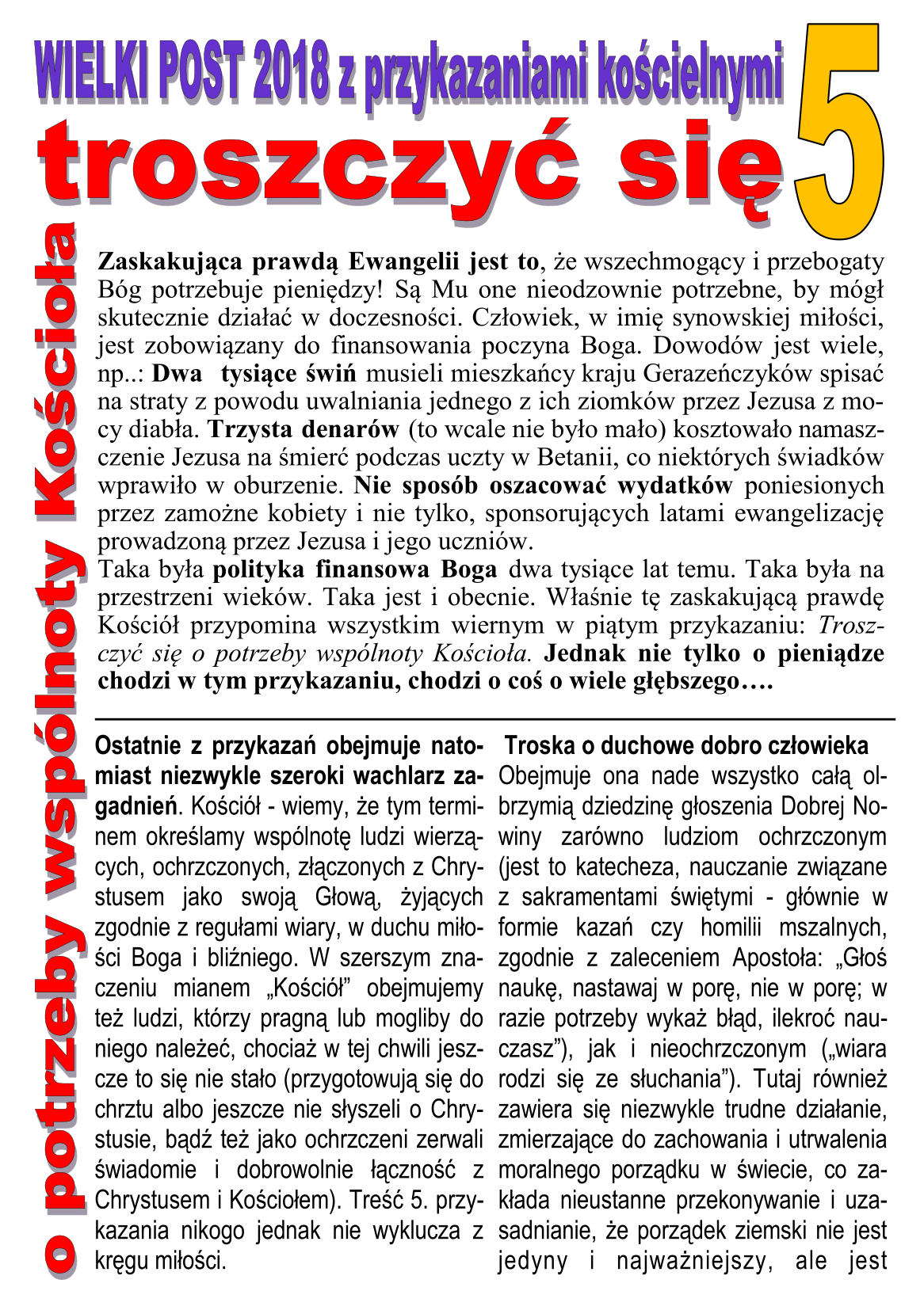 Wielki Post 2018 z przykazaniami kościelnymi 5